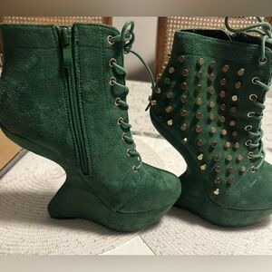 Green Studded Women's Boots
